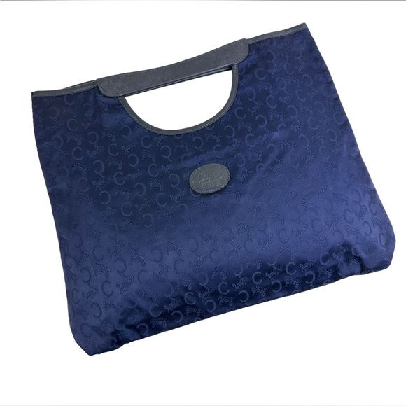 Celine Vintage Monogram Blue Canvas Tote Bag - Picture 1 of 4